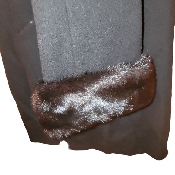 VTG Joseph Ho Double Breasted Wool Pea Coat with Camel Hair Cuffs Size 8 - Picture 4 of 4